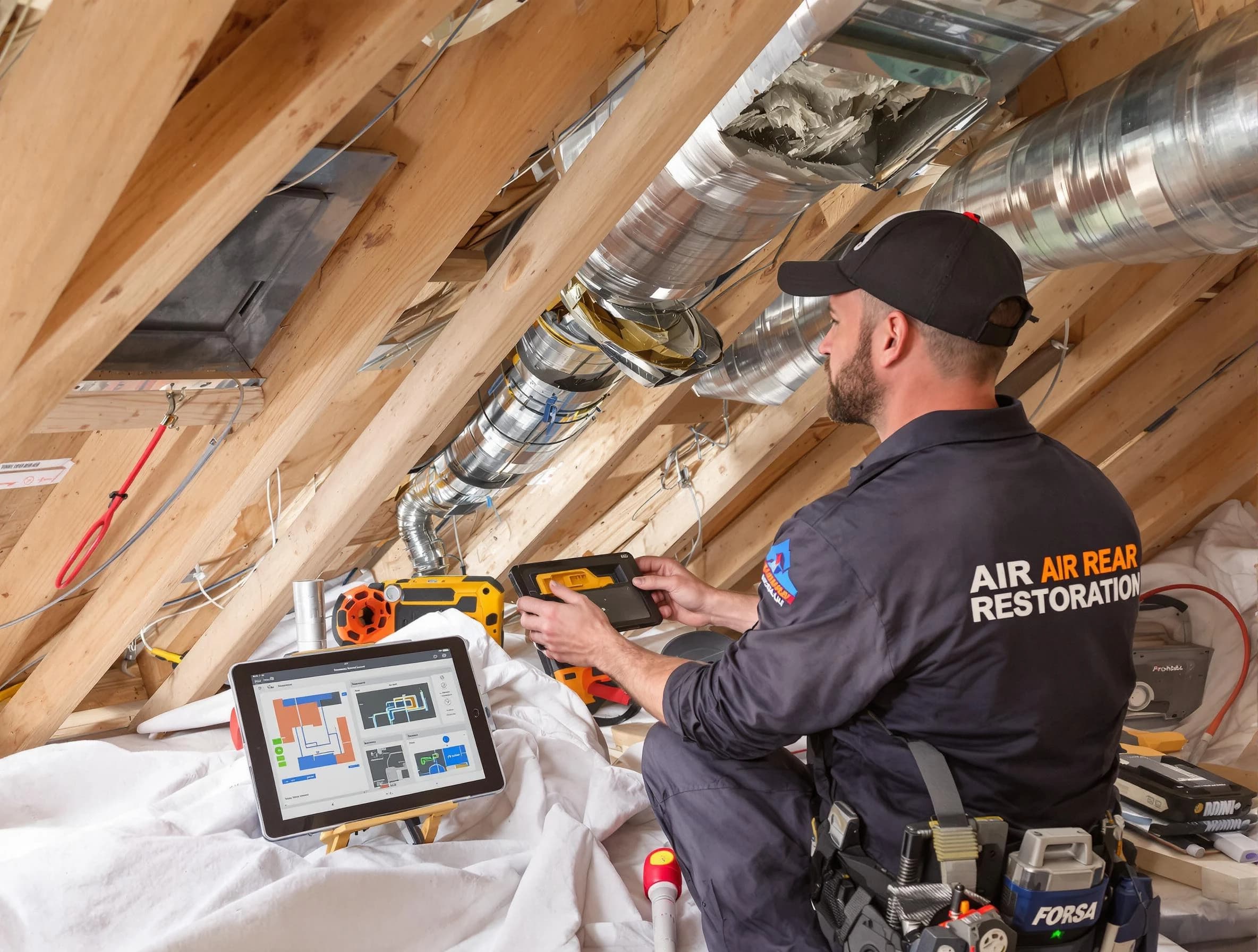 Glendale Air Duct Cleaning technician performing precise duct repair work in Glendale