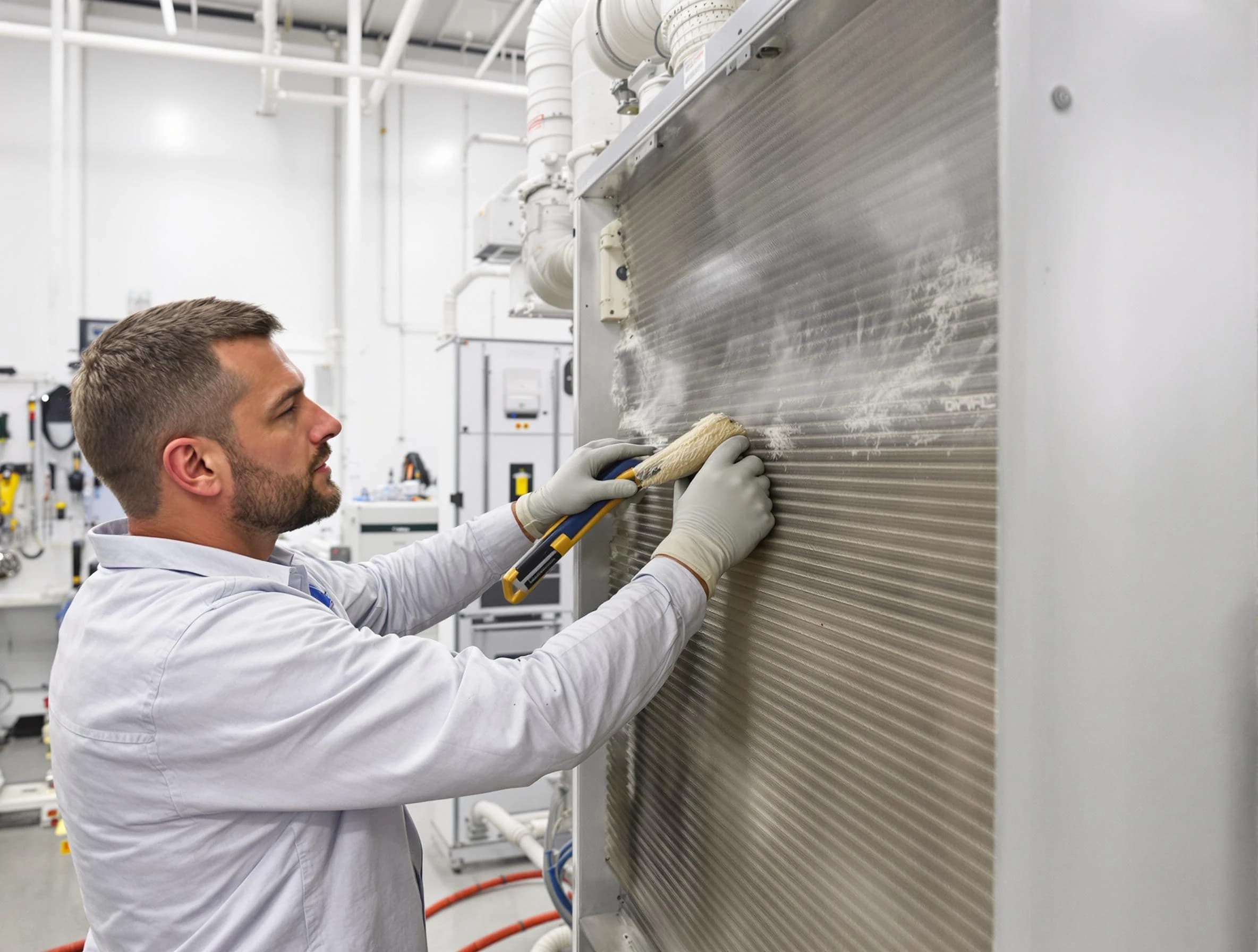 Glendale Air Duct Cleaning technician performing precision commercial coil cleaning at a Glendale business