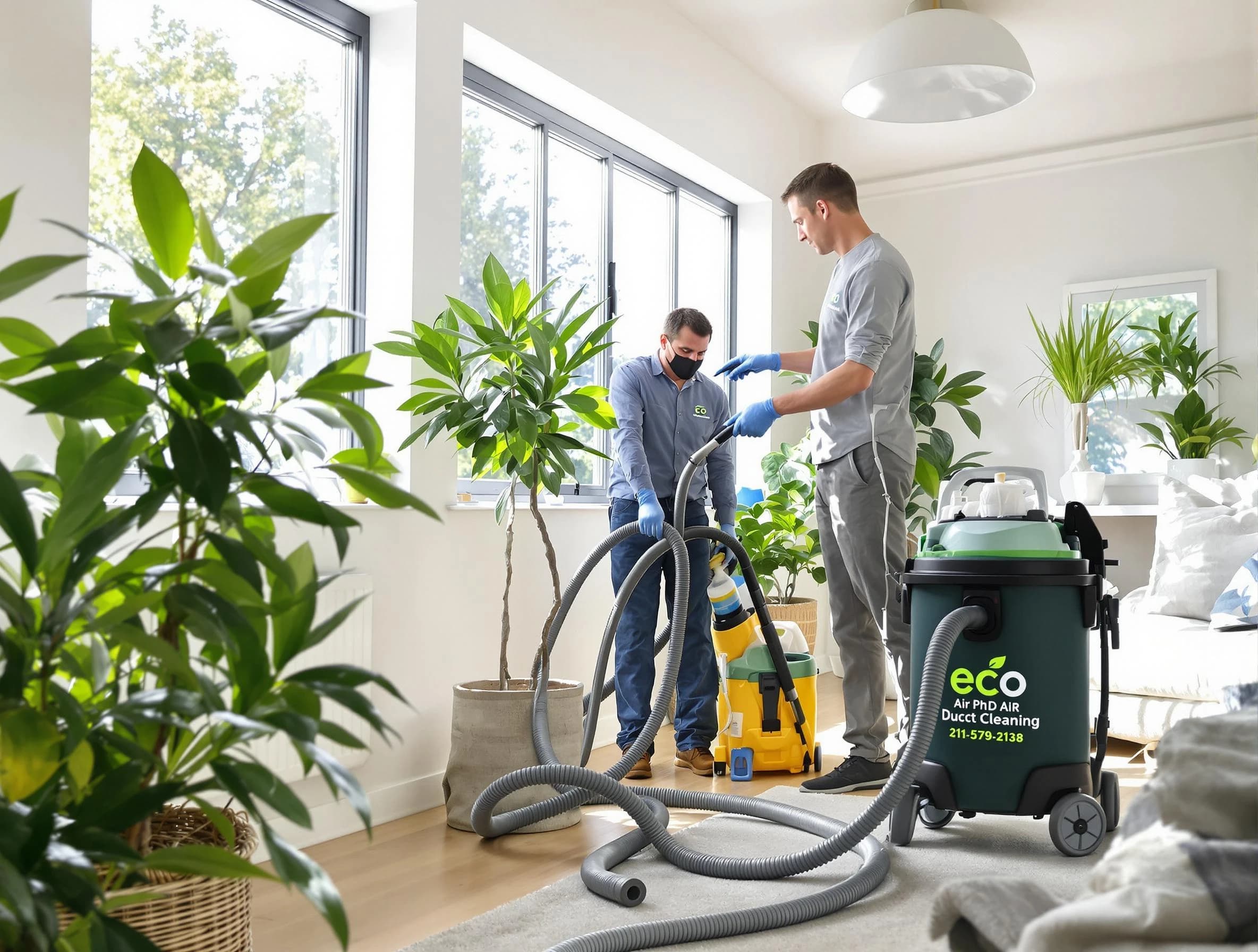Glendale Air Duct Cleaning technician performing eco-friendly duct cleaning using sustainable methods in Glendale