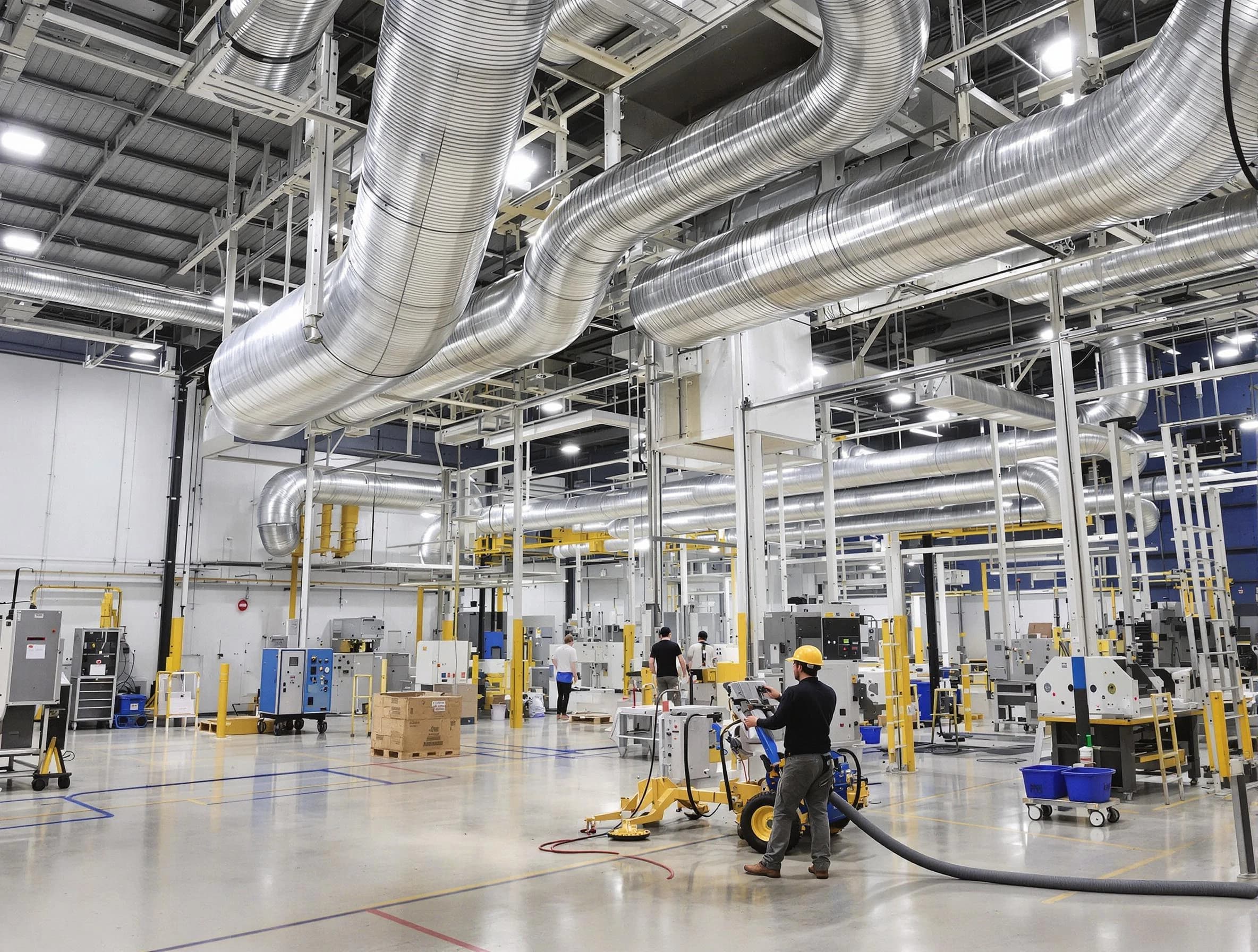 Glendale Air Duct Cleaning team performing comprehensive industrial duct cleaning at a large facility in Glendale