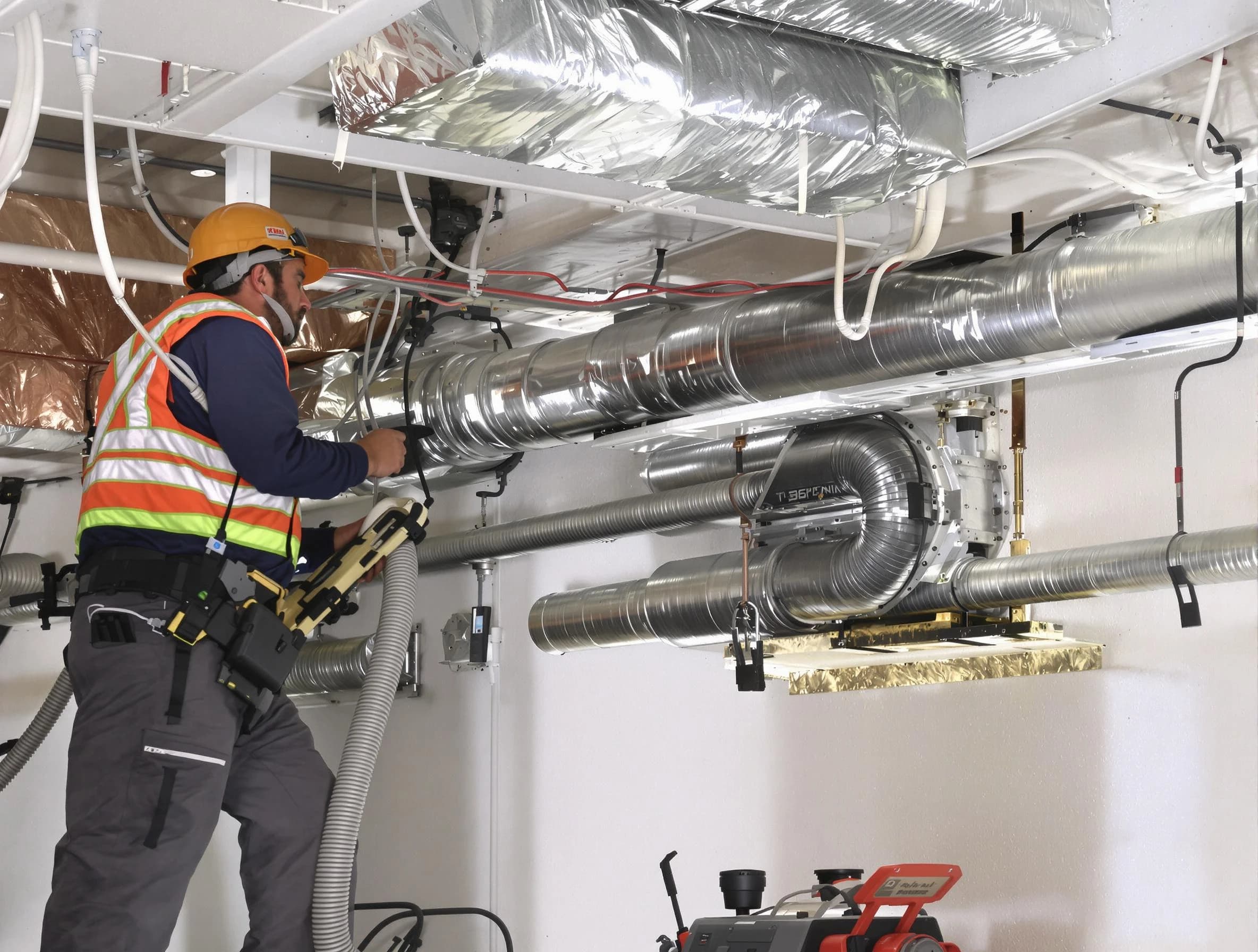 Glendale Air Duct Cleaning technician performing precision vacuum insulation removal in a residential property in Glendale