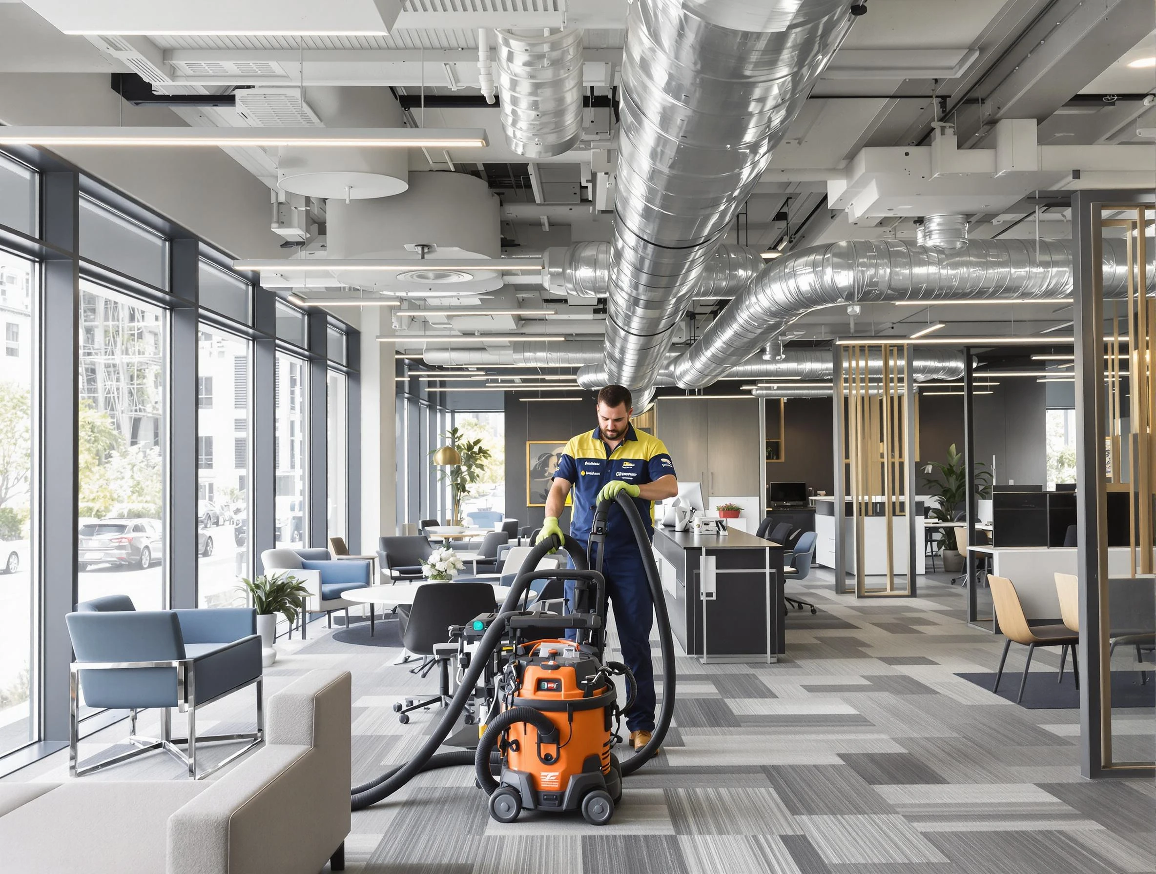 Glendale Air Duct Cleaning team performing thorough commercial duct cleaning at a Glendale business center